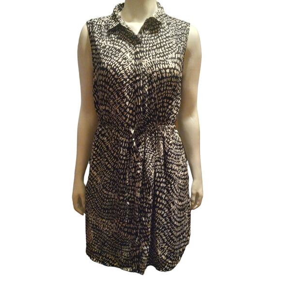 MOSSIMO Geometric Animal Print Dress Sz Large Collared Sleeveless Indie Festival - Picture 1 of 11